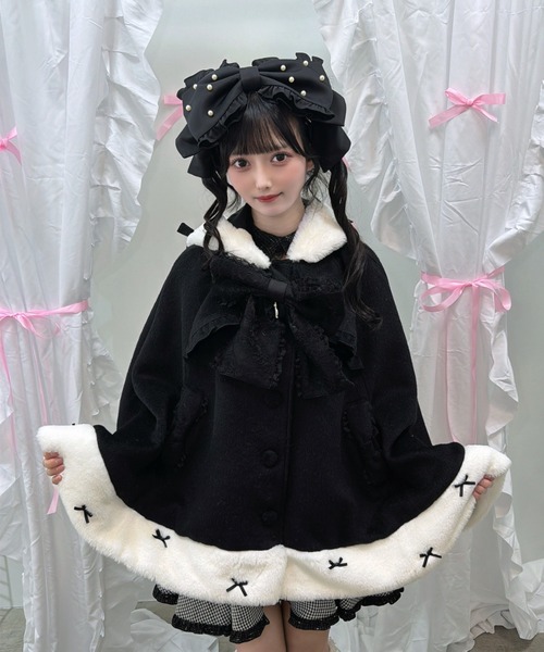大きいサイズ✨23区 ポンチョ形 アンゴラ混 ショートコート 黒 48 3XL Ank Rouge（アンクルージュ） ポンチョ ネコちゃんポンチョコート