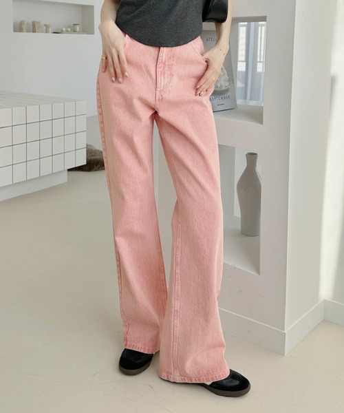 バラバサス　ピンク　フレアデニム　28 即発送 Ada. ジーンズ デニム デニムパンツ ヴィンテージ風 ウォッシュ加工