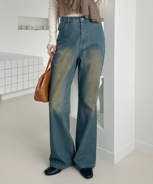 Ada. ジーンズ デニム デニムパンツ ヴィンテージ風 ウォッシュ加工