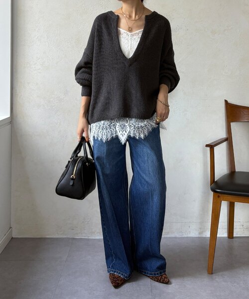 DouDou（ドゥドゥ） ニット セーター ウール混スキッパープルオーバー