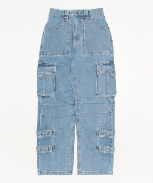 「X-girl」 カーゴパンツ X-SMALL ライトインディゴブルー レディース_画像2