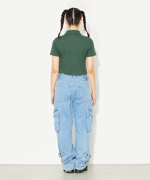 「X-girl」 カーゴパンツ X-SMALL ライトインディゴブルー レディース_画像5