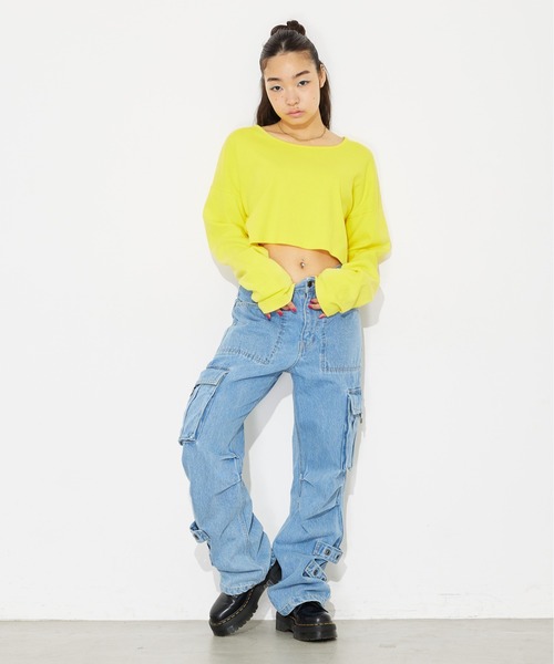 「X-girl」 カーゴパンツ X-SMALL ライトインディゴブルー レディース_画像6