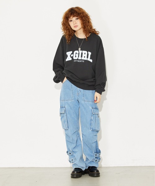 「X-girl」 カーゴパンツ X-SMALL ライトインディゴブルー レディース_画像7