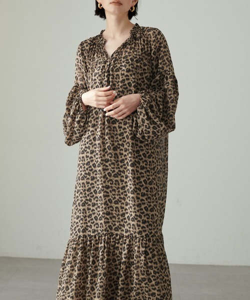 「LARUTA」 長袖ワンピース LARGE ブラウン レディース_画像5