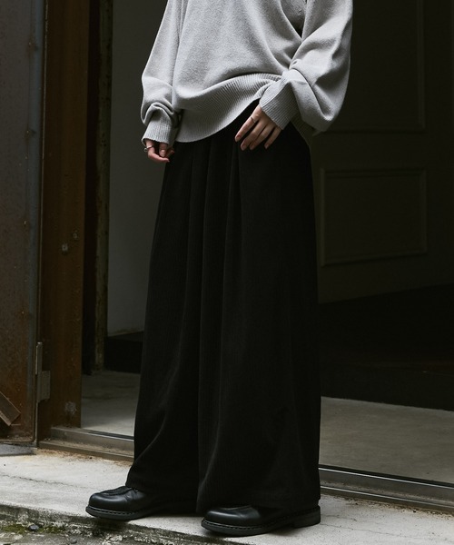 「remer」 コーデュロイパンツ MEDIUM ブラック メンズ_画像4