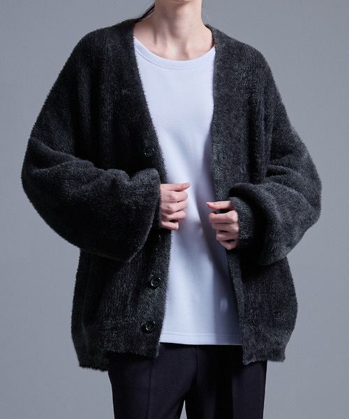 「Loose/ルース」 ニットカーディガン M ワインレッド メンズ_画像7