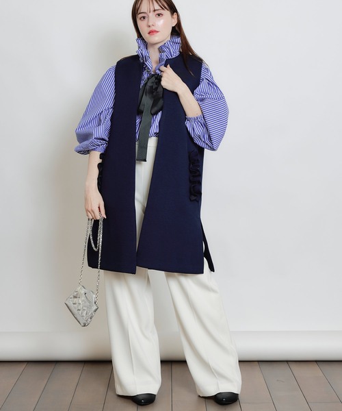 PICCIN PERLA ベスト ジレ ポケットフリルジレ レディース : ZOZOTOWN