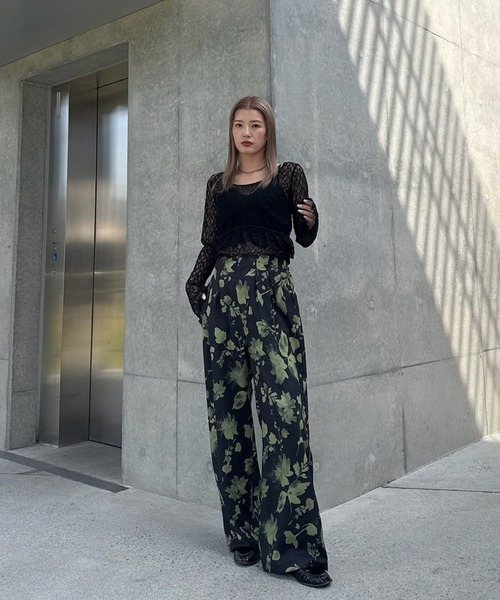 Ameri（アメリ） パンツ GRAINY FLOWER STRAIGHT PANTS レディース