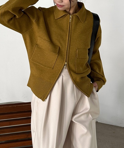 「solleim」 ニットカーディガン L マスタード レディース_画像5