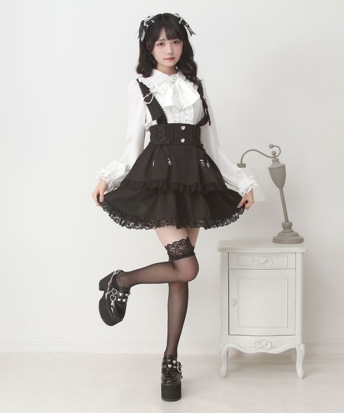 DearMyLove スカート サス付きハートバックルレースアップリボン