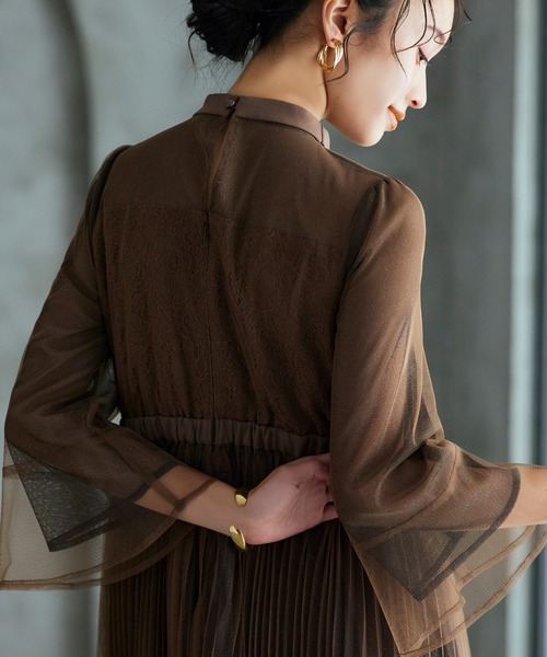 「RUIRUE BOUTIQUE」 7分袖ワンピース S カーキ レディースの画像