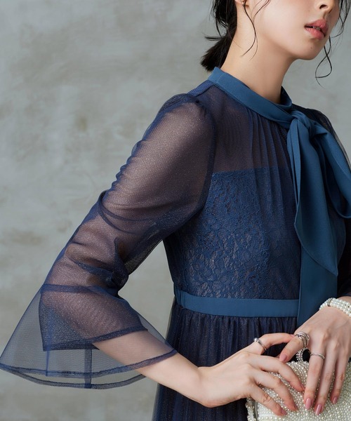 「RUIRUE BOUTIQUE」 7分袖ワンピース S カーキ レディースの画像
