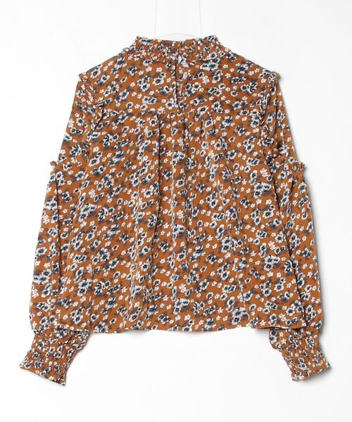 「OLIVE des OLIVE」 花柄長袖ブラウス M ブラウン レディース_画像2