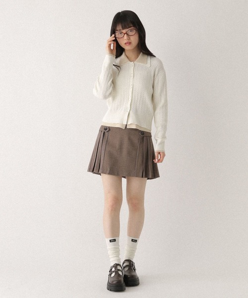 Heather color Basicニット Heather（ヘザー） ニット セーター バイカラーケーブルニット 669226