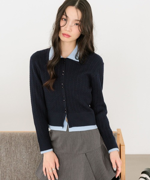 Heather（ヘザー） ニット セーター バイカラーケーブルニット 669226