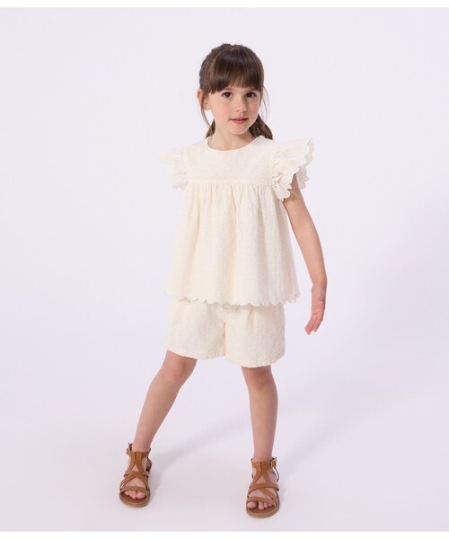 ブラウス シャツ ハート刺繍半袖ブラウス キッズ 子供服の画像