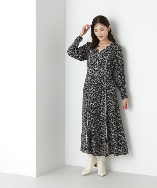 「NATURAL BEAUTY BASIC」 長袖ワンピース SMALL ブラック レディースの画像
