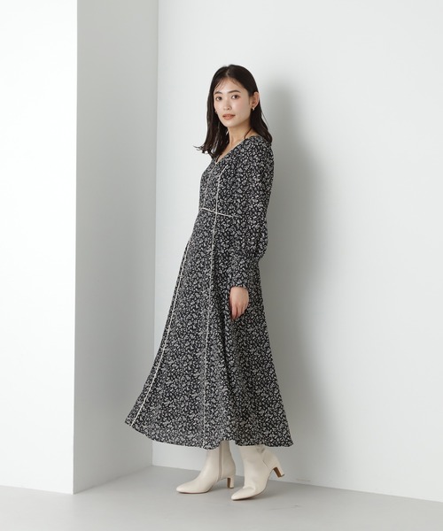 「NATURAL BEAUTY BASIC」 長袖ワンピース SMALL ブラック レディースの画像