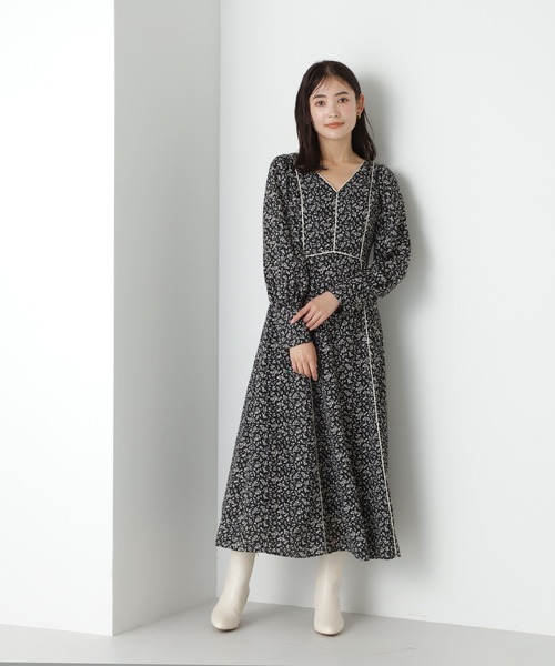 「NATURAL BEAUTY BASIC」 長袖ワンピース SMALL ブラック レディースの画像