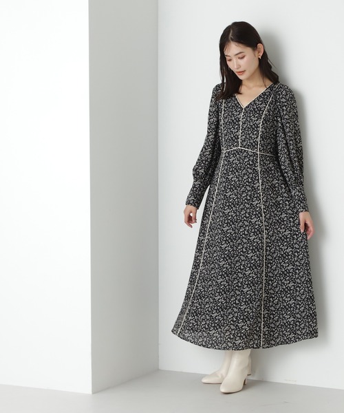「NATURAL BEAUTY BASIC」 長袖ワンピース SMALL ブラック レディースの画像