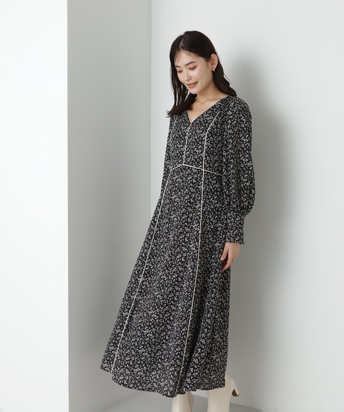 「NATURAL BEAUTY BASIC」 長袖ワンピース SMALL ブラック レディースの画像