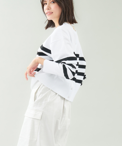 「abahouse mavie」 長袖カットソー フリー ホワイト レディース_画像4