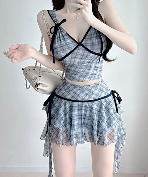 gossip!ロサンゼルス 水着 ギンガムチェック フリル スカートパンツ