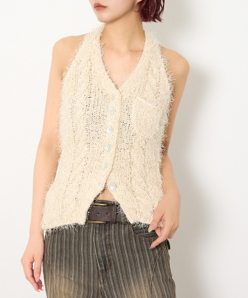 SLY（スライ） ベスト ジレ HALTER NECK KNIT VEST ホルターネック
