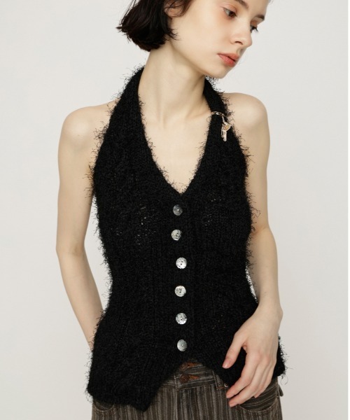 SLY（スライ） ベスト ジレ HALTER NECK KNIT VEST ホルターネック