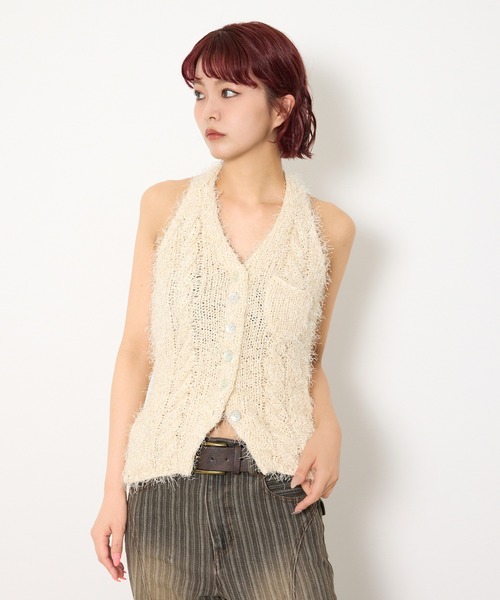 SLY（スライ） ベスト ジレ HALTER NECK KNIT VEST ホルターネック