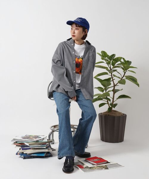 「FFEIN」 長袖シャツ SMALL ネイビー メンズ_画像3