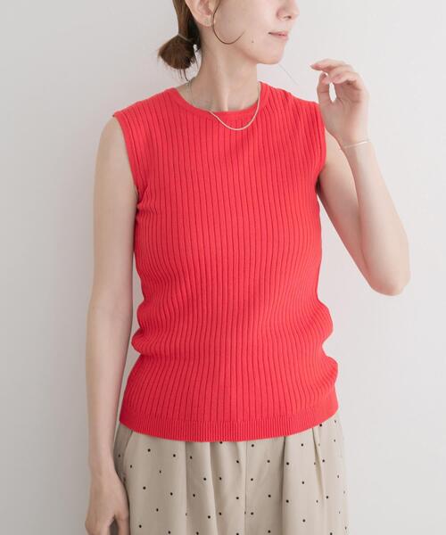 レディース ノースリーブニット S レッド ITEMS URBANRESEARCH（アイテムズ アーバンリサーチ） ニット セーター