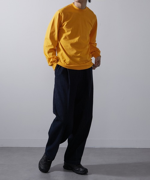 「LOS ANGELES APPAREL」 長袖Tシャツ M ライトグリーン メンズ_画像3