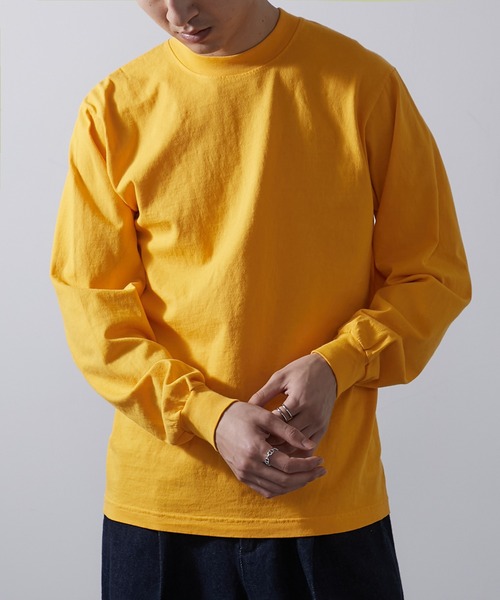 「LOS ANGELES APPAREL」 長袖Tシャツ M ライトグリーン メンズ_画像4