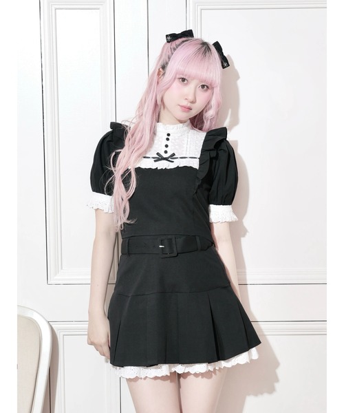 NOEMIE（ノエミー） ワンピース 半袖 コットンレースヨークプリーツ
