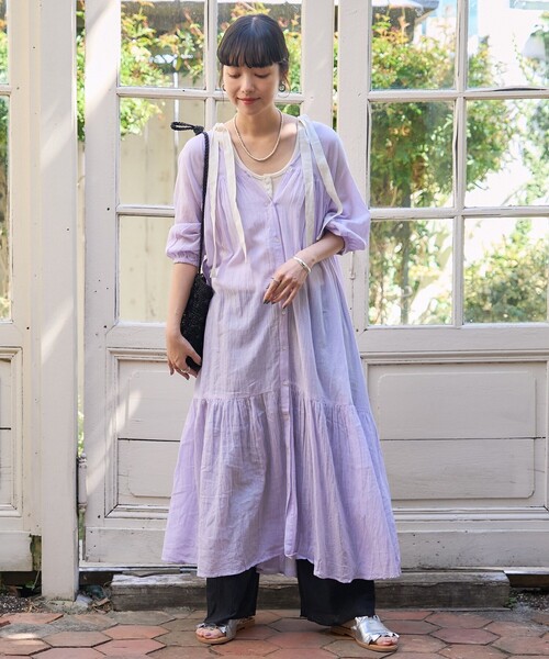 FREAK'S STORE(フリークスストア) 7分袖ワンピース フリ- ラベンダー FREAK'S STORE(フリークスストア) 7分袖ワンピース フリ- ラベンダー