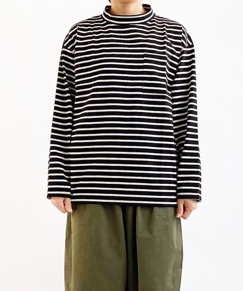 tシャツ HARVESTY / ハーベスティ BORDER MOC NECK L/S TEE レディース メンズ
