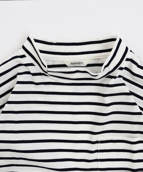 tシャツ HARVESTY / ハーベスティ BORDER MOC NECK L/S TEE レディース メンズ HARVESTY tシャツ / ハーベスティ BORDER MOC NECK L/S TEE
