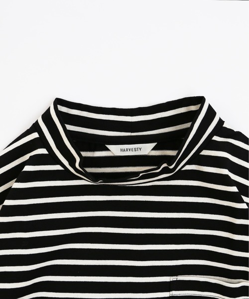 HARVESTY tシャツ / ハーベスティ BORDER MOC NECK L/S TEE