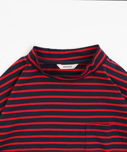 HARVESTY tシャツ / ハーベスティ BORDER MOC NECK L/S TEE