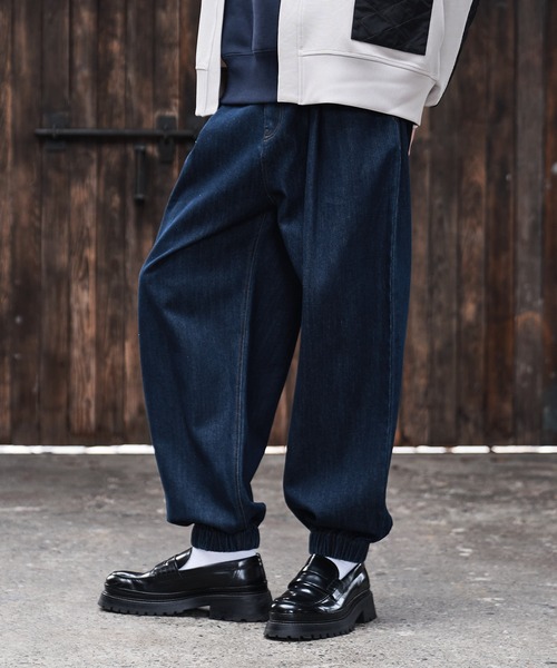 新品　HOWDY. ネイビー ジョガーパンツ neez. ジーンズ ワイドバルーンデニムジョガーパンツ メンズ