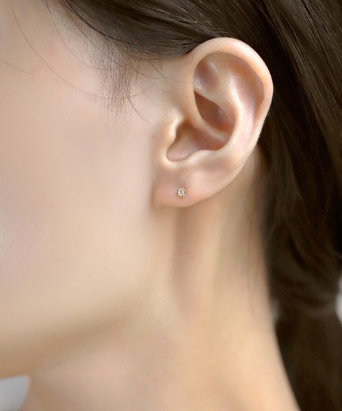 ANEMONE（アネモネ） ピアス ジルコニアフラワーピアス「K10 