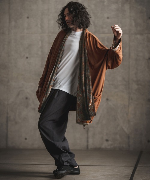 GLIMCLAP カーディガン mcg3392- Paisley pattern × solid color gown