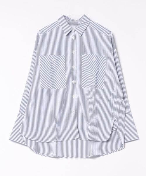 ブラウス シャツ 先染めストライプスリットスリーブシャツ レディース STYLEBLOCK ブラウス シャツ 先染めストライプスリットスリーブ