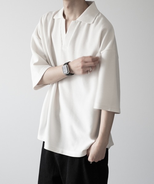 RUUBON ポロシャツ 半袖 「RUUBON」waffle skipper polo shirt