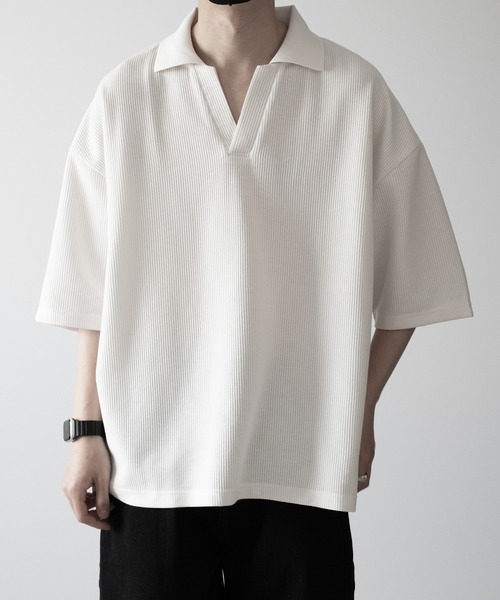 RUUBON ポロシャツ 「RUUBON」waffle skipper polo shirt