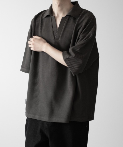 RUUBON ポロシャツ 半袖 「RUUBON」waffle skipper polo shirt