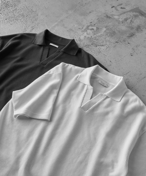 RUUBON ポロシャツ 半袖 「RUUBON」waffle skipper polo shirt