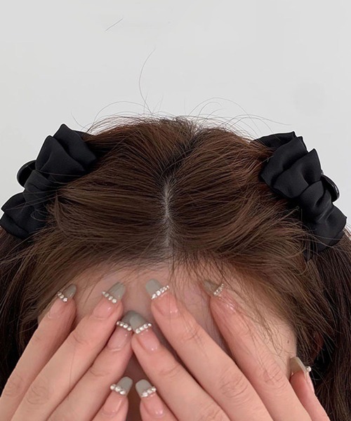 ヘアクリップ 「お気に入り9000人突破！」「2個セット」サテン ミニ
